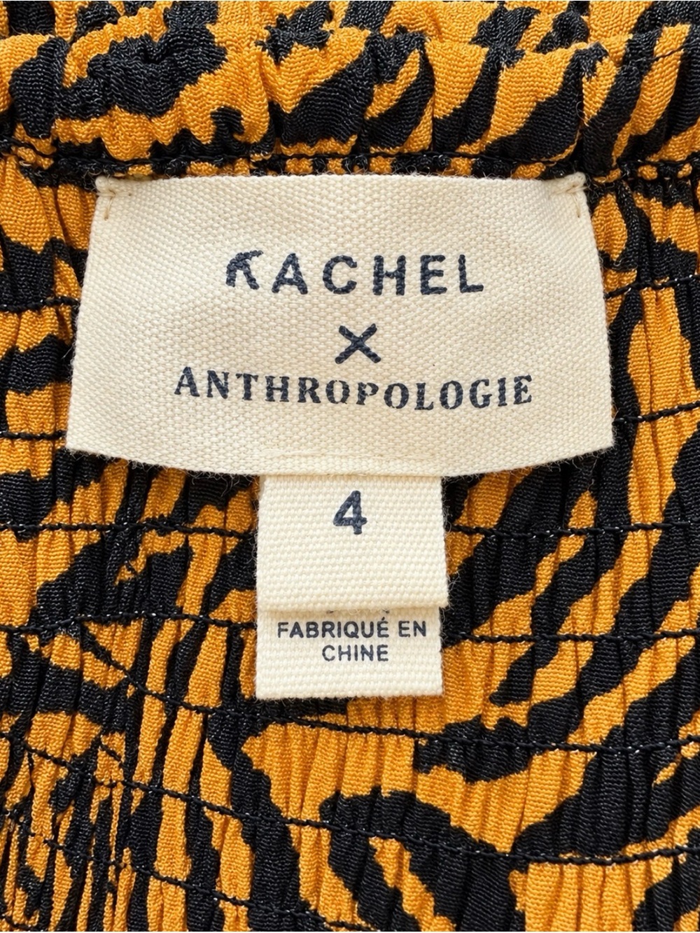 Smocked Tiger-Print Maxi Dress in Mustard and Black - Picture 5 of 5